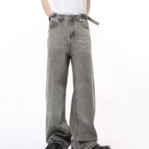 Droop Wide Leg Jeans with Adjustable Belt