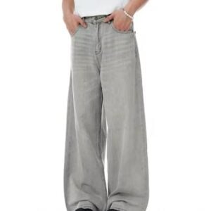Solid Color Washed Droop Straight Jeans