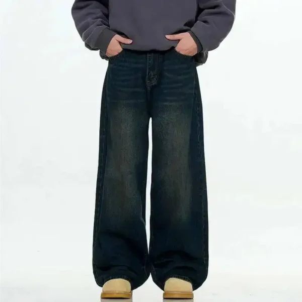 Solid Color Worn Out Straight Wide Leg Jeans