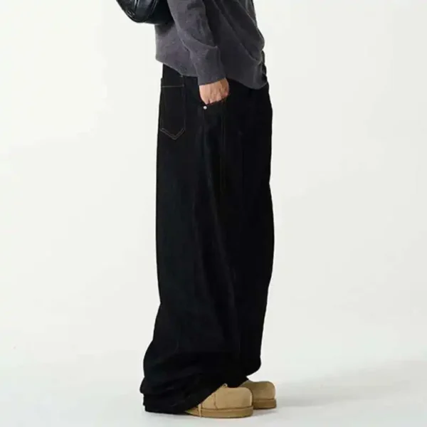 Solid Color Straight Machete Wide Leg Jeans - Image 4