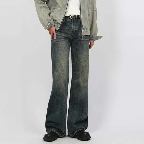 Solid Color Micro Flared Straight Jeans - Image 4