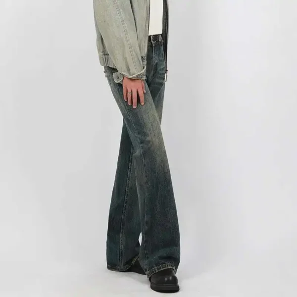 Solid Color Micro Flared Straight Jeans - Image 3