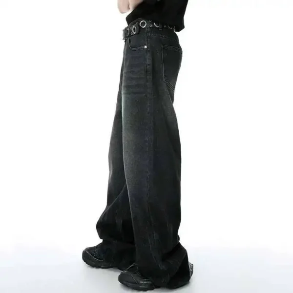 Gradient Stripe Straight Wide Leg Jeans - Image 4