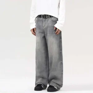 Alternative view of Solid Color Cleanfit Straight Wide Leg Jeans