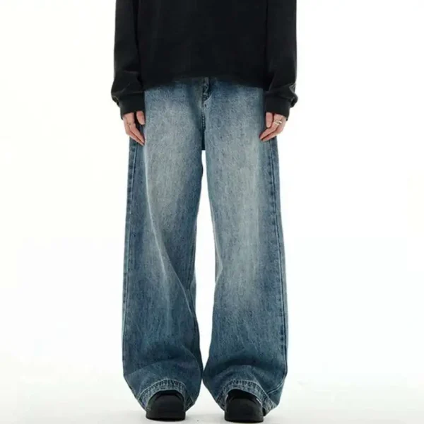 Washed Straight Wide Leg Jeans