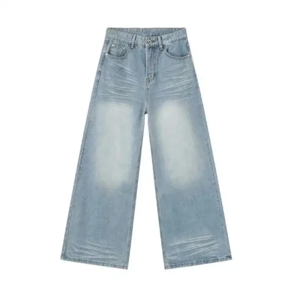 Men Baggy Jeans Loose Fit Washed Crease - Image 5