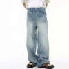 Multi Level Patchwork Straight Wide Leg Jeans
