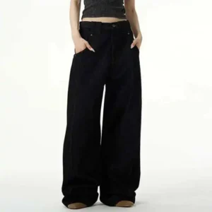 Solid Color Straight Machete Wide Leg Jeans