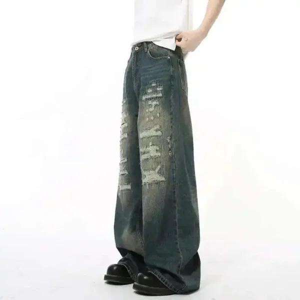 Baggy Jeans Distressed Hole Straight Wide Leg - Image 2