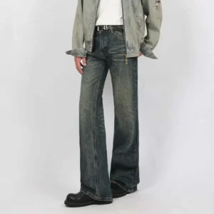 Solid Color Micro Flared Straight Jeans