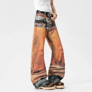 Alternative view of Digital Print Baggy Wide Leg Jeans