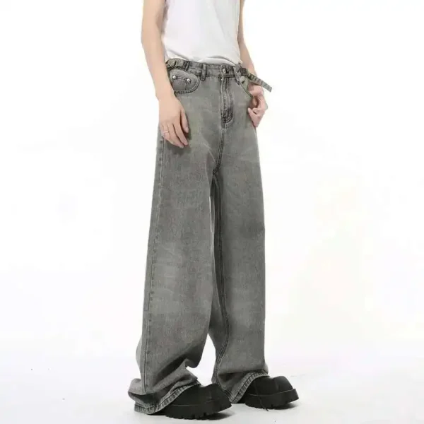Droop Wide Leg Jeans with Adjustable Belt - Image 4