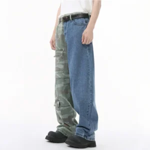 Alternative view of Baggy Jeans Camouflage Splicing Camo Patchwork