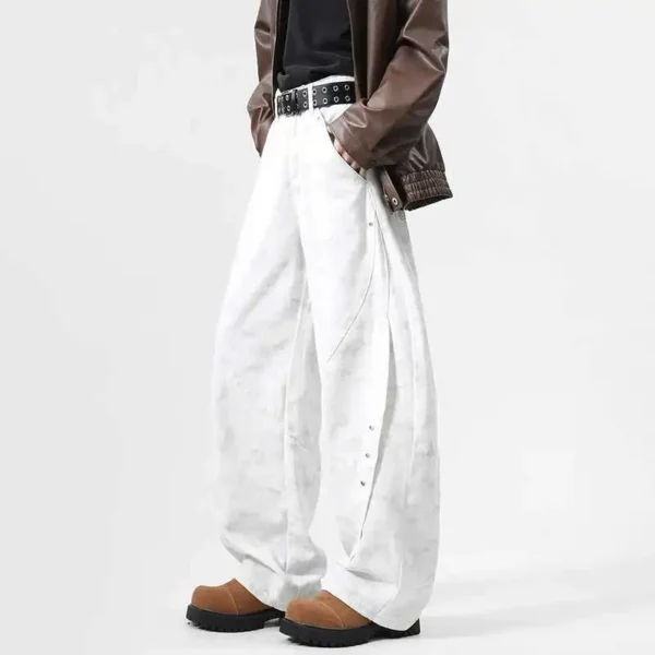 Solid Color Straight Machete Jeans - Image 5