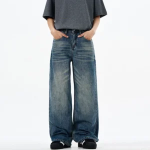 Washed Cleanfit Wide Leg Jeans