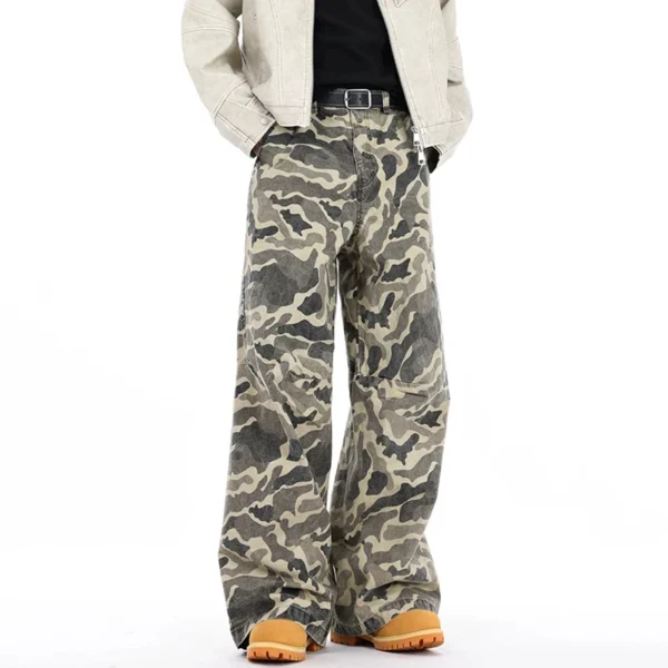 Camouflage Cargo Wide Leg Denim Pants - Image 4