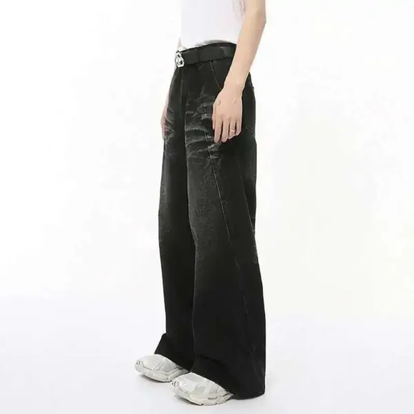 Washed Whisker Straight Wide Leg Jeans - Image 5