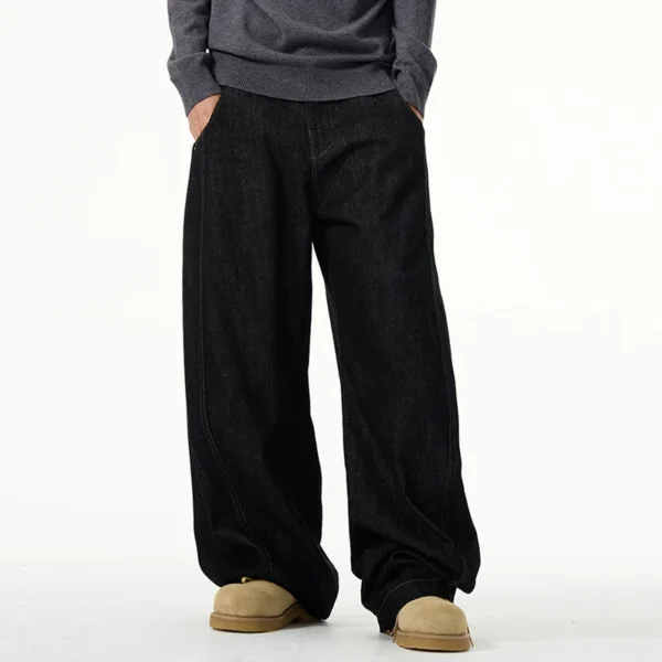 Solid Color Straight Machete Wide Leg Jeans - Image 3