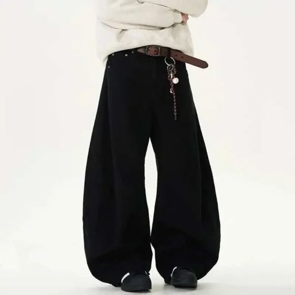 Solid Color Machete Straight Wide Leg Jeans - Image 3