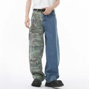 Baggy Jeans Camouflage Splicing Camo Patchwork