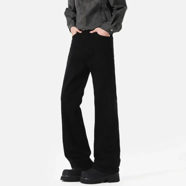 Solid Color Washed Straight Micro Flared Jeans - Image 5
