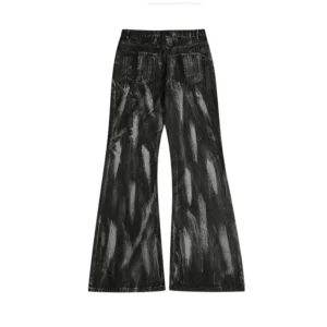 Hand Painted Contrast Bootcut Wide Leg Jeans