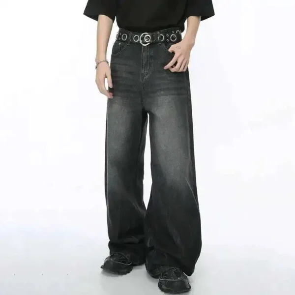 Gradient Stripe Straight Wide Leg Jeans - Image 3
