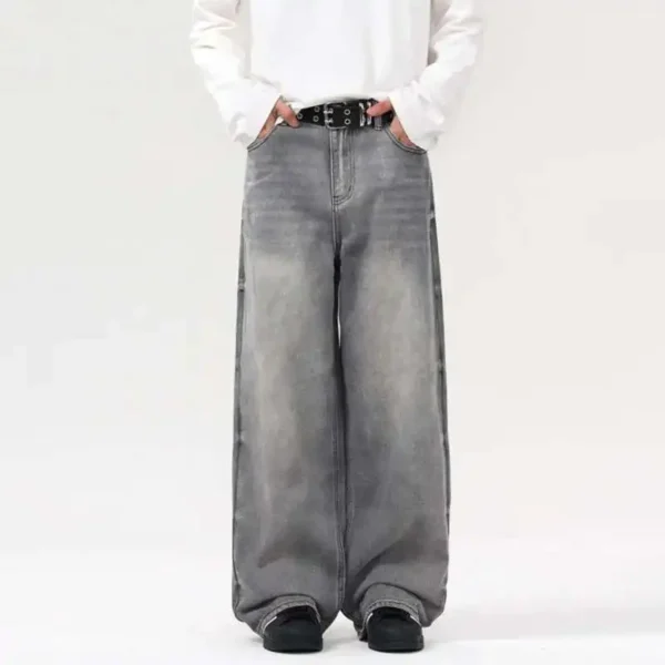 Solid Color Cleanfit Straight Wide Leg Jeans