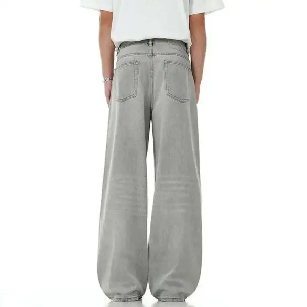 Solid Color Washed Droop Straight Jeans - Image 6