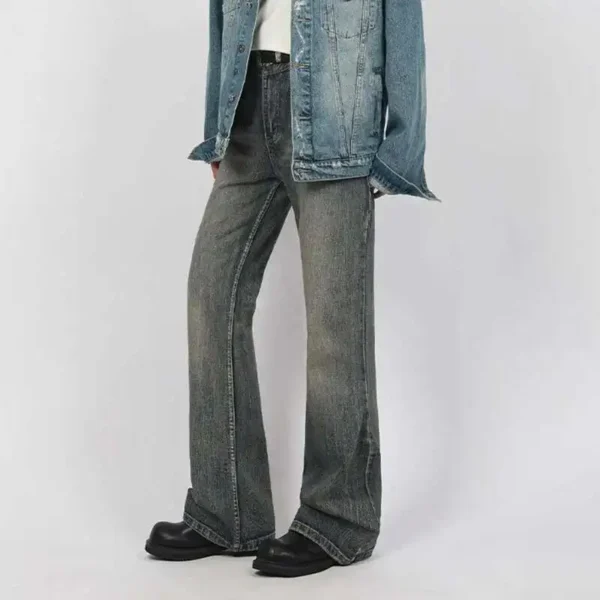 Solid Color Washed Flared Jeans - Image 3