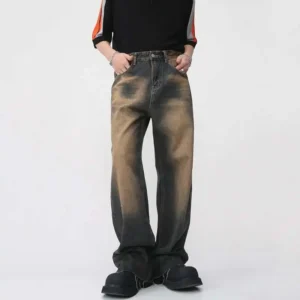 Vintage Gradient Straight Wide Leg Jeans