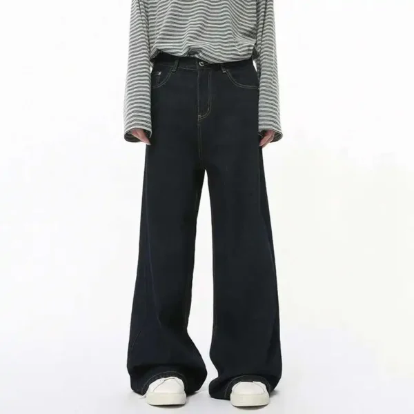 Solid Color Droop Straight Wide Leg Jeans
