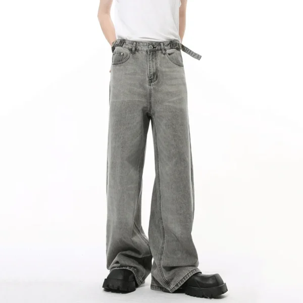 Droop Wide Leg Jeans with Adjustable Belt - Image 2