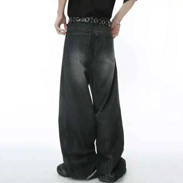 Gradient Stripe Straight Wide Leg Jeans - Image 5