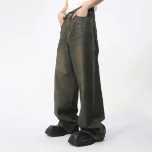 Alternative view of Retro Washed Straight Jeans with Zipper Opening