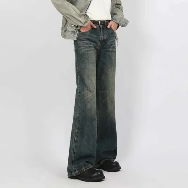 Solid Color Micro Flared Straight Jeans - Image 5