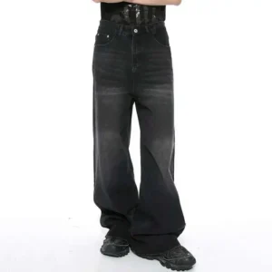 Alternative view of stylish baggy jeans wide leg vintage gradient