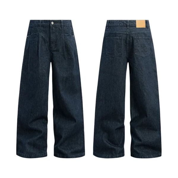 Solid Color Wide Leg Straight Jeans - Image 2