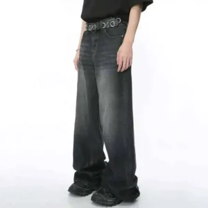 Alternative view of Gradient Stripe Straight Wide Leg Jeans