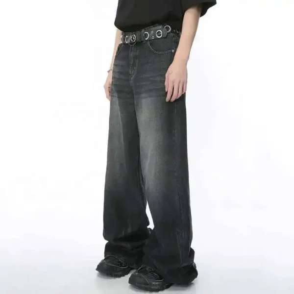 Gradient Stripe Straight Wide Leg Jeans - Image 2