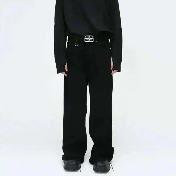 Black Washed Wide Leg Jeans