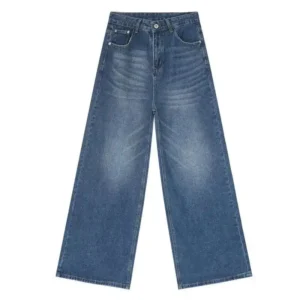 Alternative view of Gradient Wash Straight Wide Leg Jeans with Button Pockets