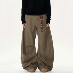 Solid Color Machete Straight Wide Leg Jeans