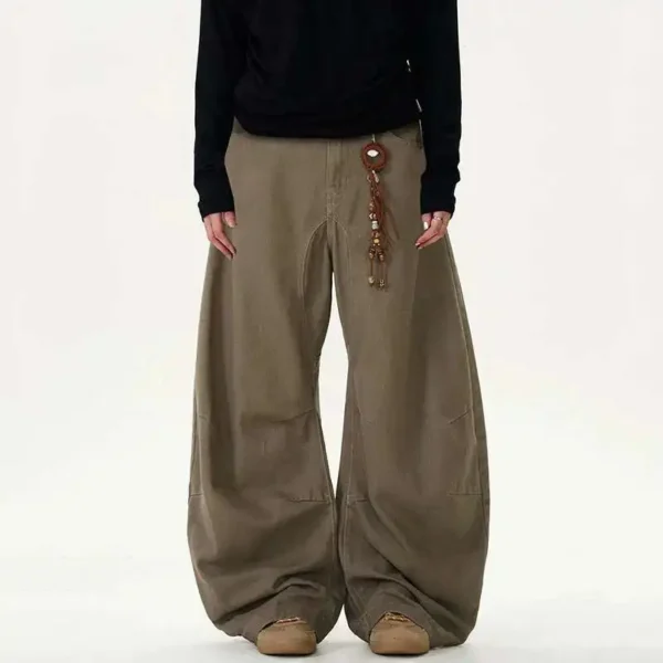 Solid Color Machete Straight Wide Leg Jeans