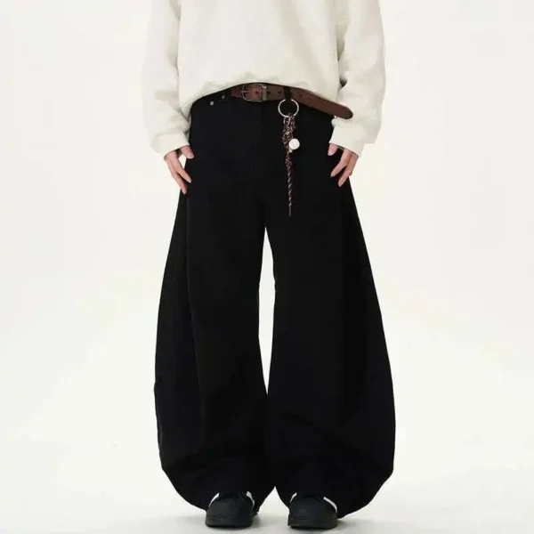 Solid Color Machete Straight Wide Leg Jeans - Image 4