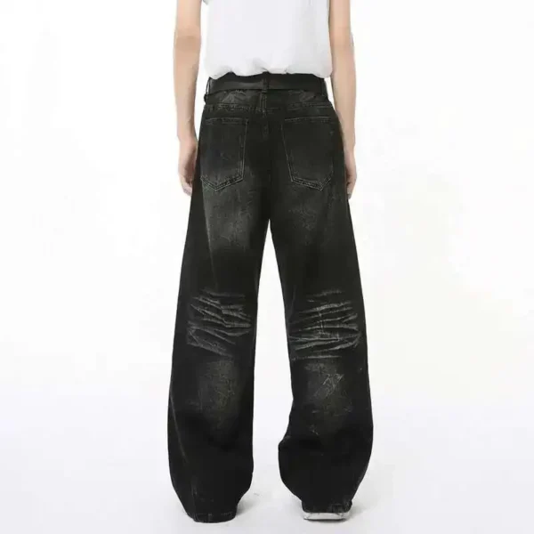 Washed Whisker Straight Wide Leg Jeans - Image 6