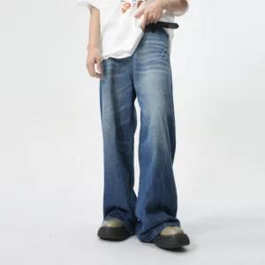 Alternative view of Men baggy jeans wide leg washed blue