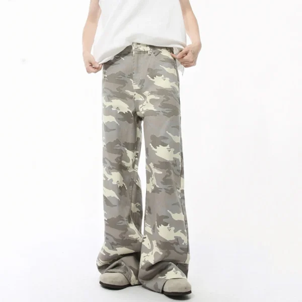 Camouflage Straight Wide Leg Jeans - Image 2