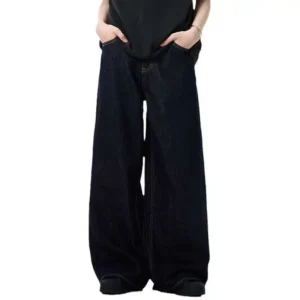 Vintage Washed Wide Leg Straight Jeans