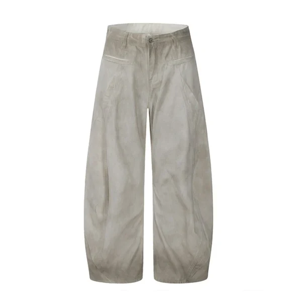 White Tie Dyed Curved Knife Wide Leg Jeans - Image 4